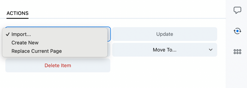 Importing a page using Assistant