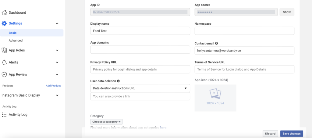 Basic settings in Meta for Developers