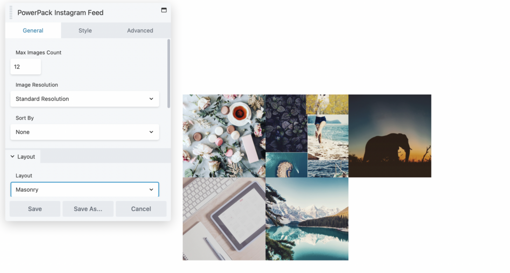 PowerPack Addons Instagram Feed Settings