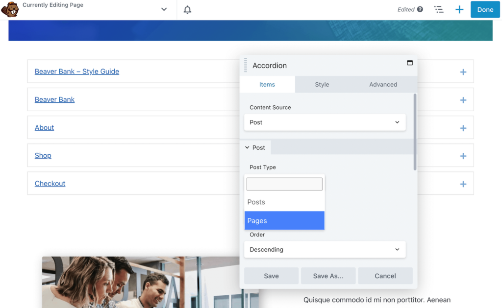 Beaver Builder accordion
