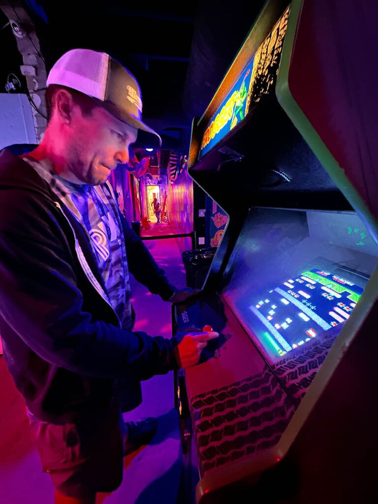 Robby playing frogger