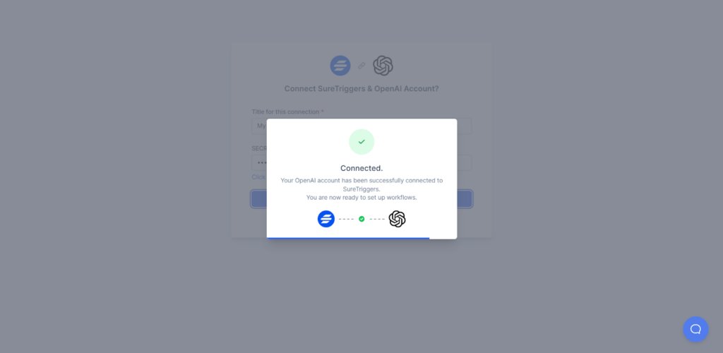 create a connection between SureTriggers and OpenAI