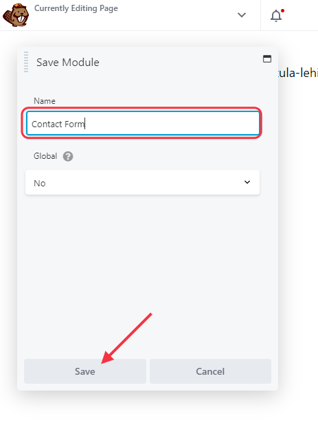 save contact form module