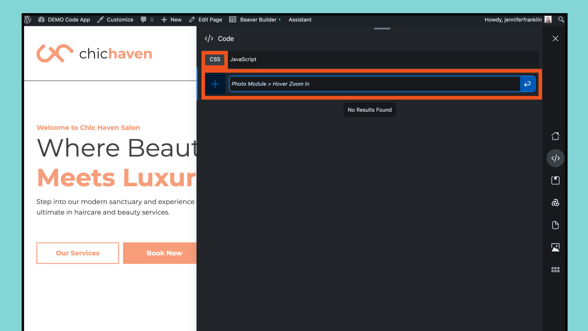 Create CSS code snippet using the Assistant Code App.