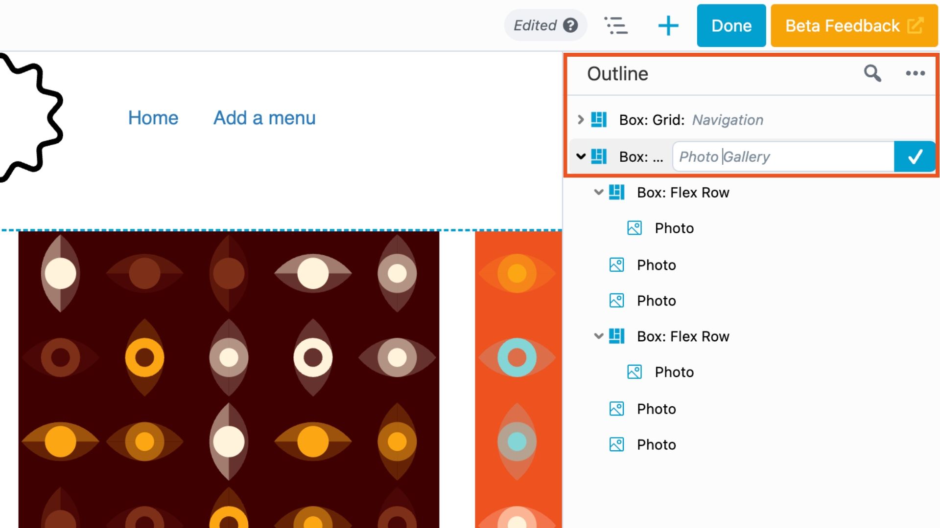 beaver builder outline panel