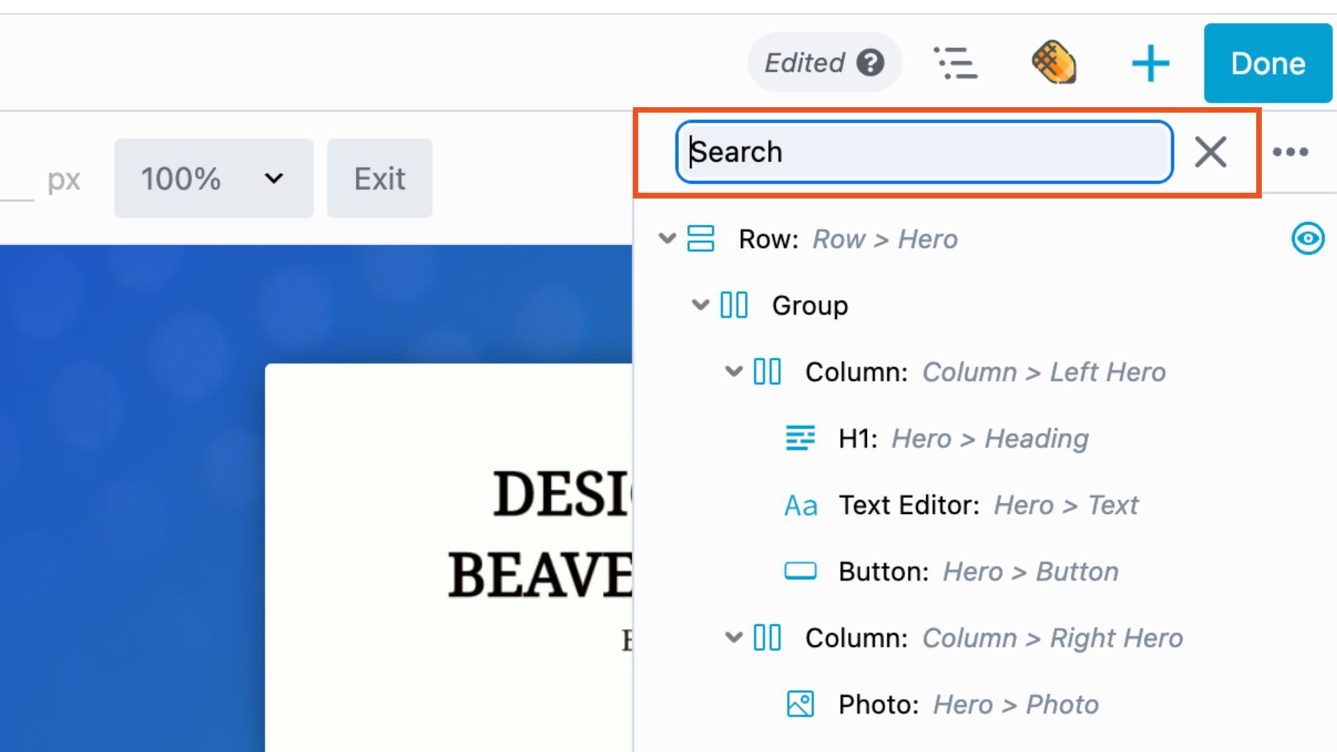 Beaver Builder Outline Panel
