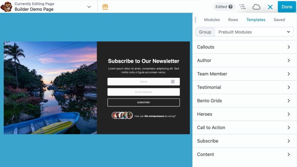 beaver builder pre-built box module templates