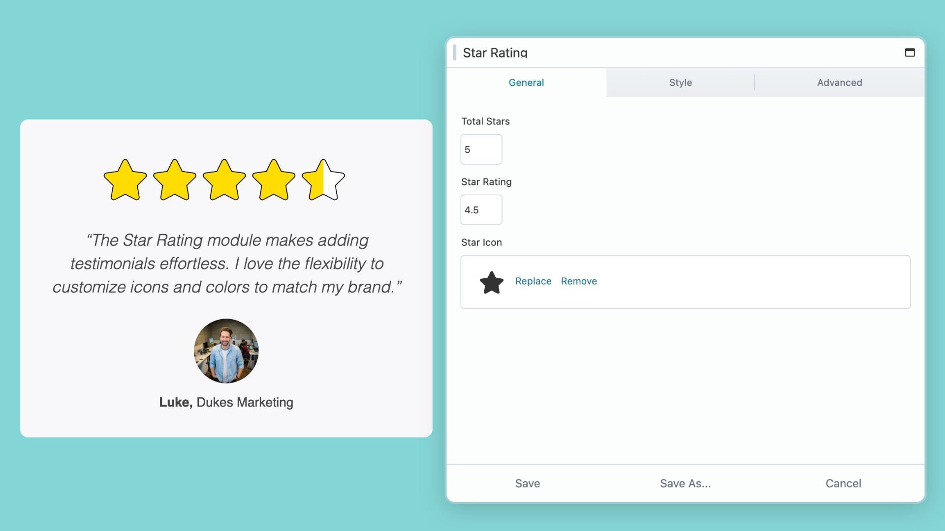 beaver builder star rating module