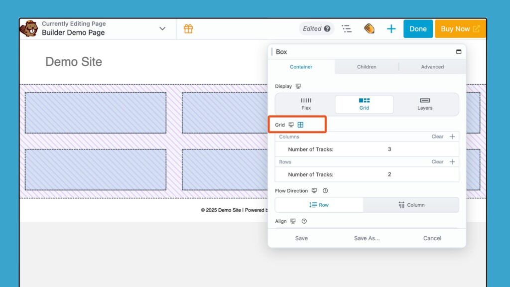beaver builder 2.10 box module grid overlays