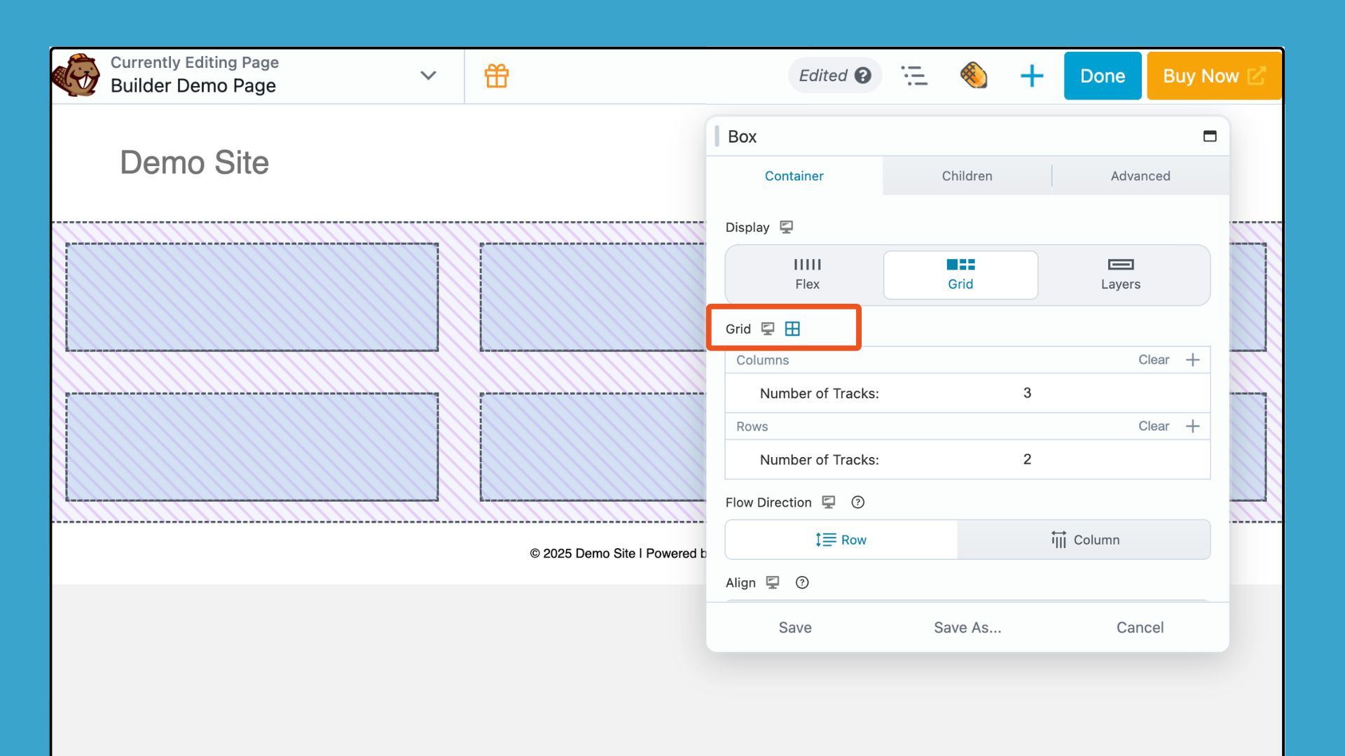 beaver builder 2.10 box module grid overlays