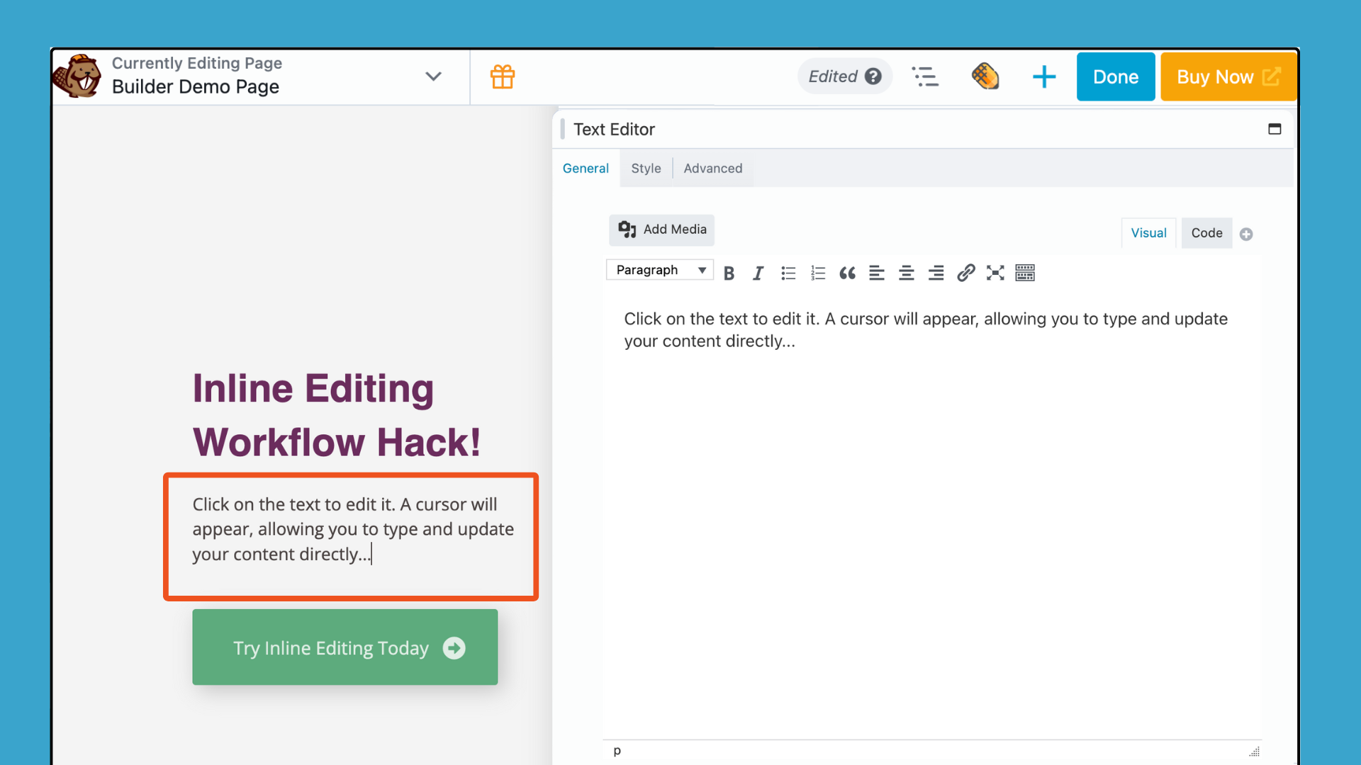 beaver builder workflow hacks inline editing