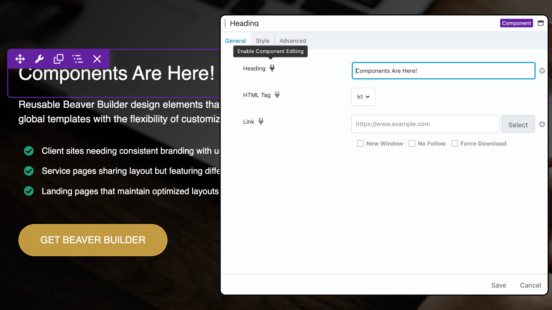 component purple overlay example