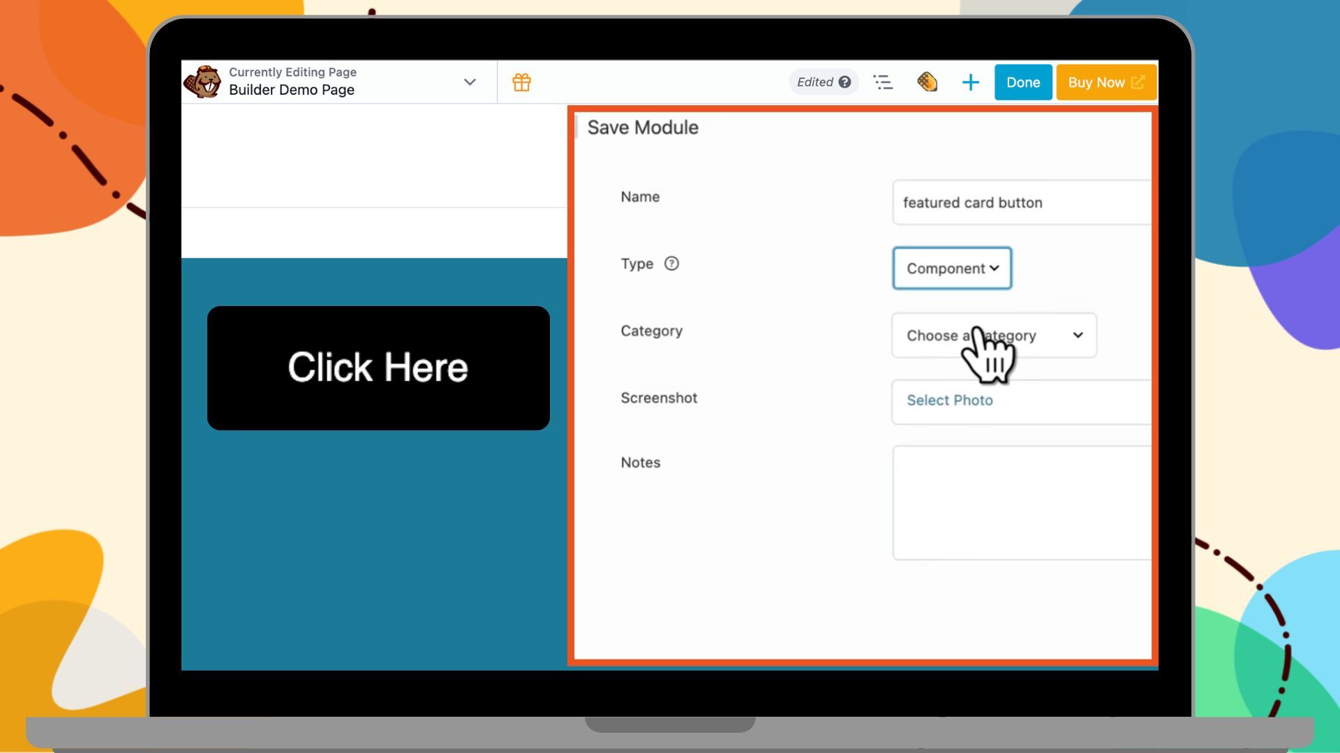 beaver builder save as a component popup