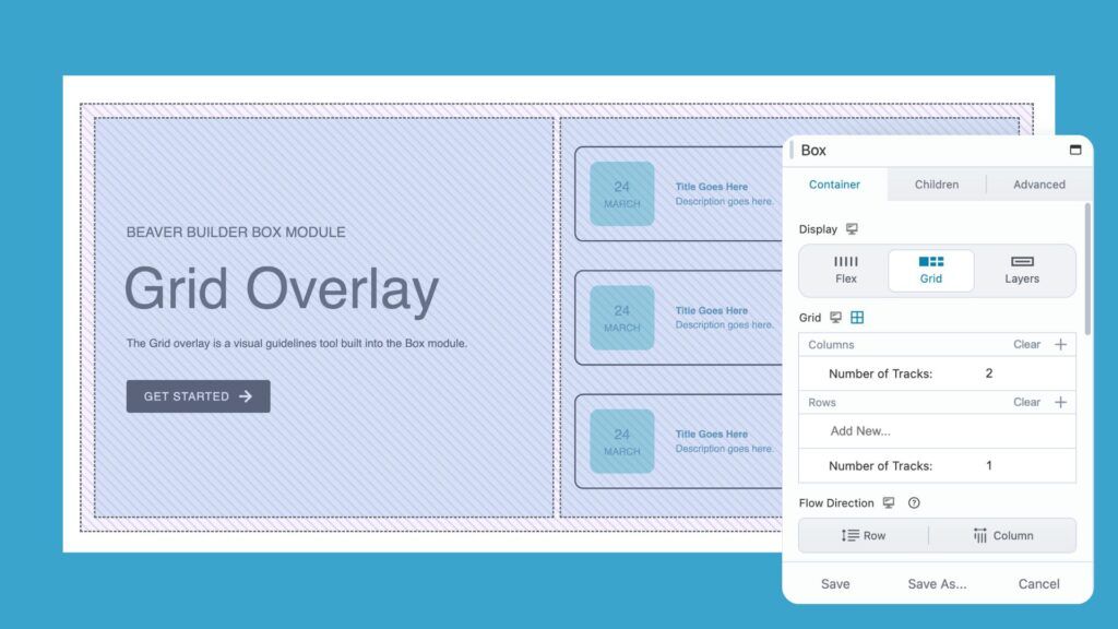 beaver builder box module css grid overlay icon