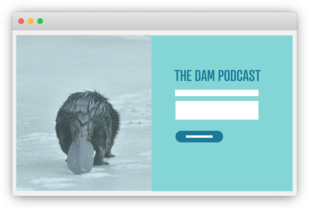 Beaver Builder live preview of a podcast page template with a customizable layout and form.