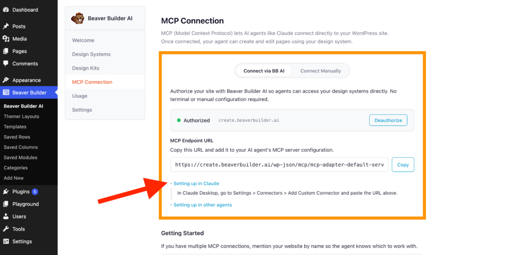 Beaver Builder AI MCP Connection
