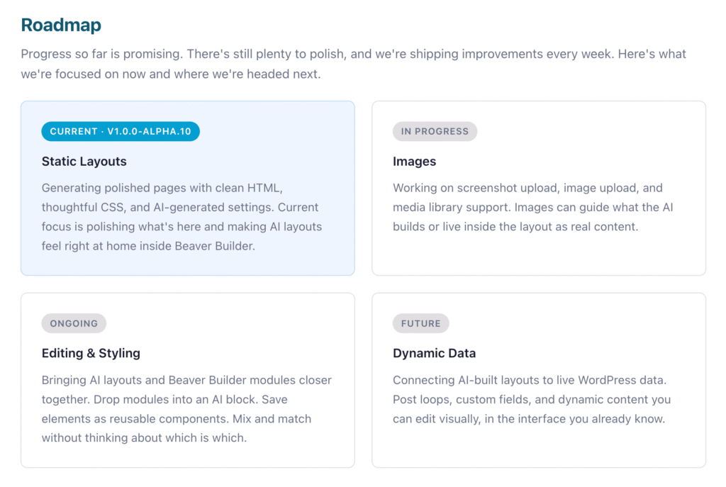 Beaver Builder AI Roadmap
