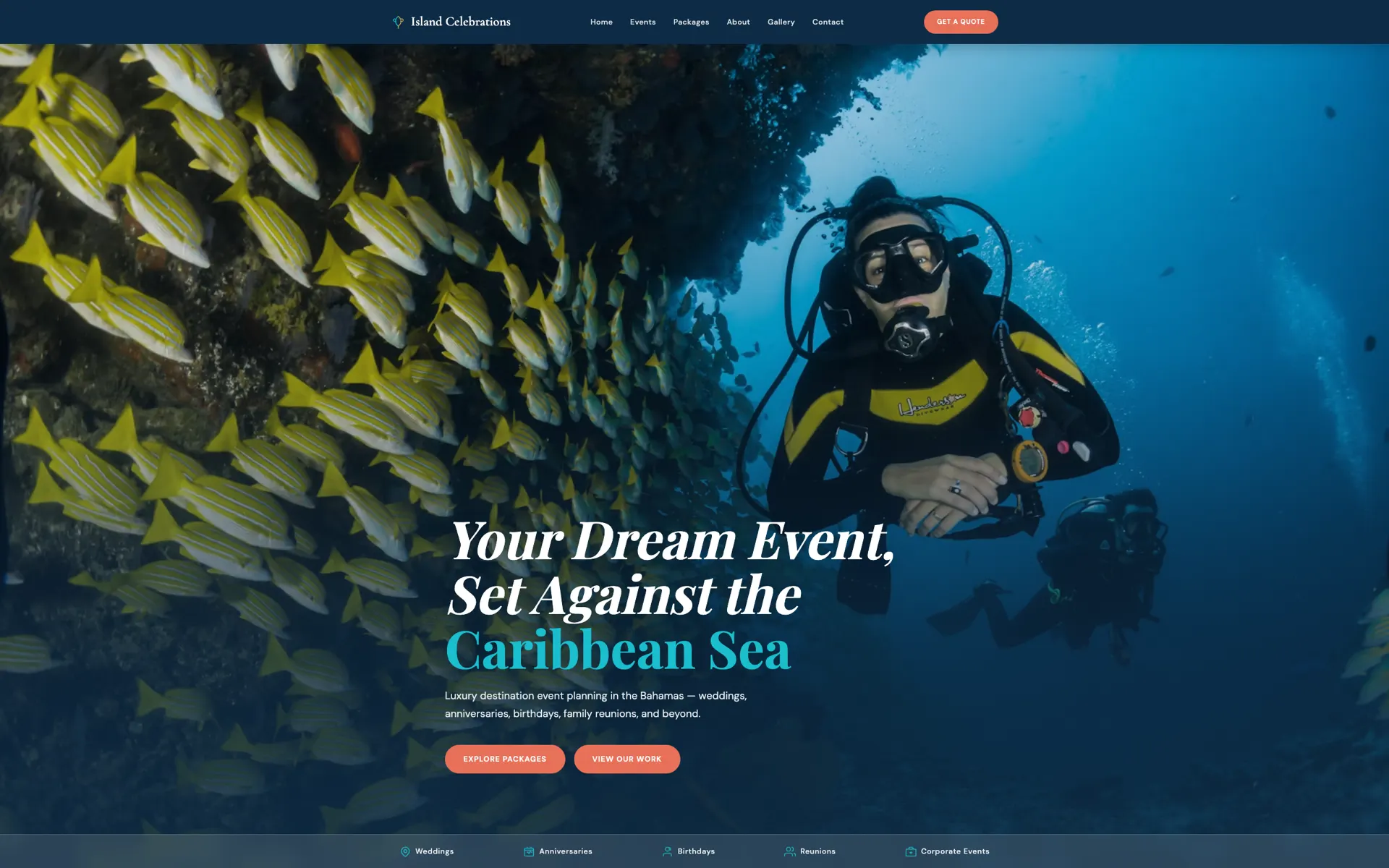 Island Celebrations destination events design built with Beaver Builder AI