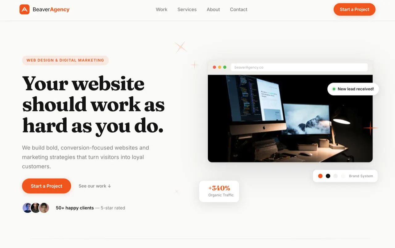 BeaverAgency marketing agency design built with Beaver Builder AI