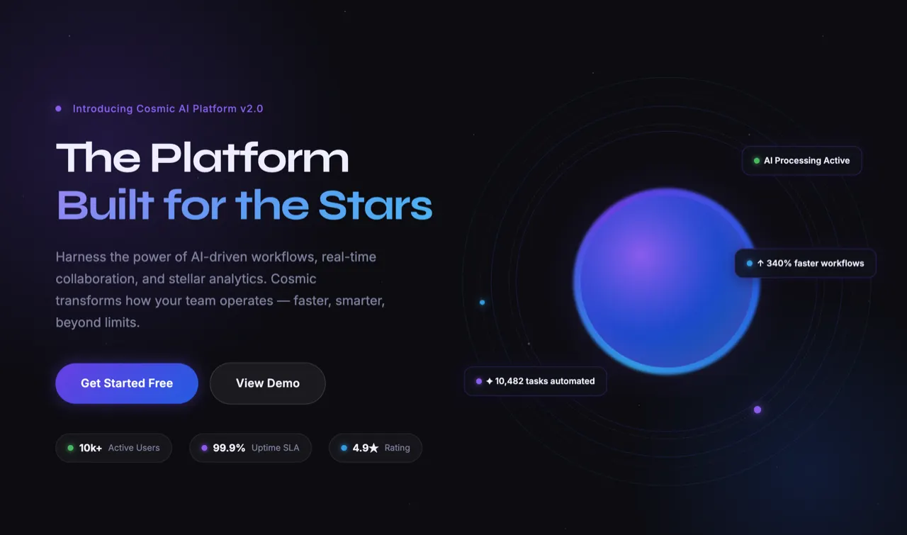 Cosmic saas platform design built with Beaver Builder AI