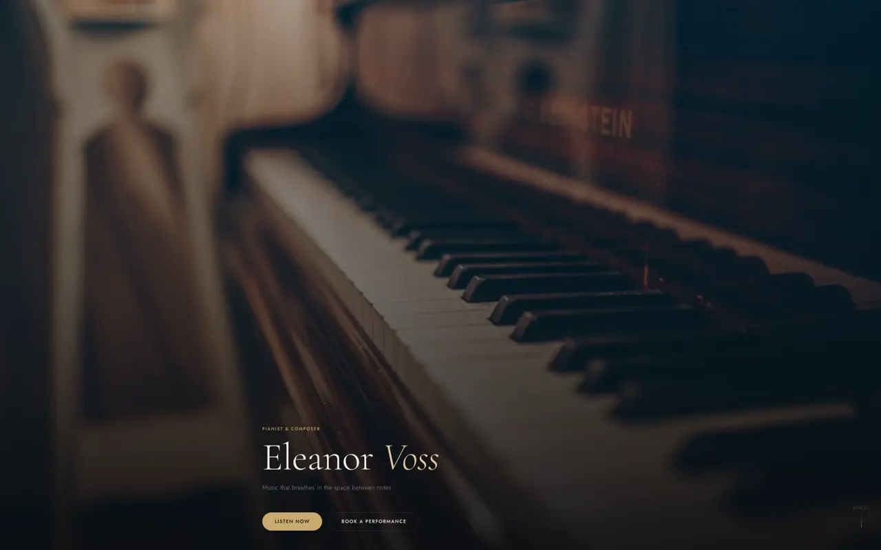 Eleanor Voss musician design built with Beaver Builder AI