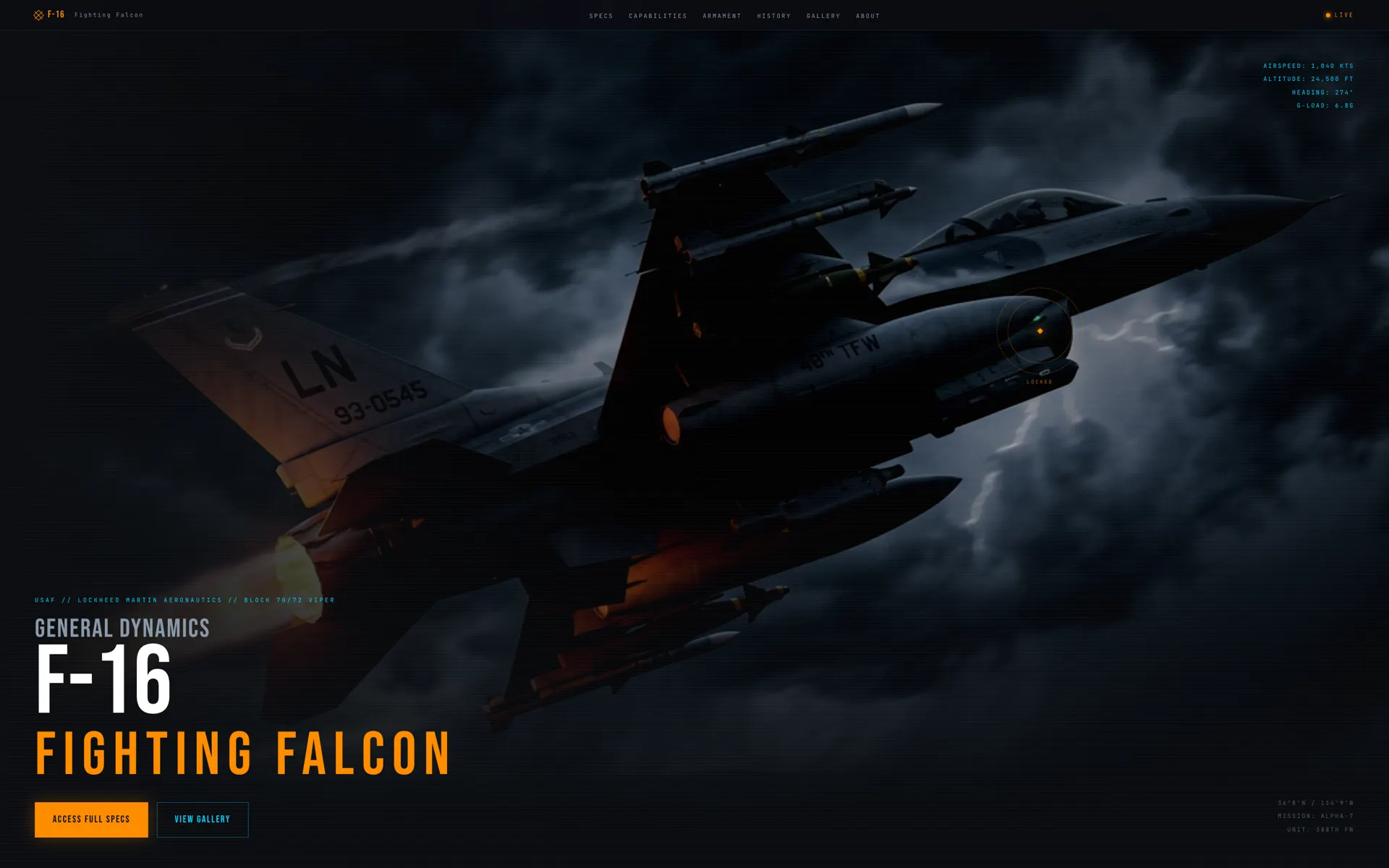F-16 Dossier editorial feature design built with Beaver Builder AI