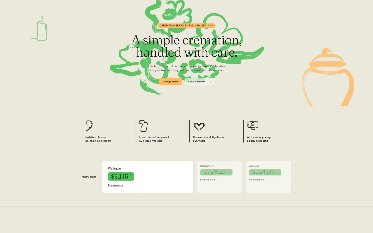 Gentle Passages cremation services design built with Beaver Builder AI