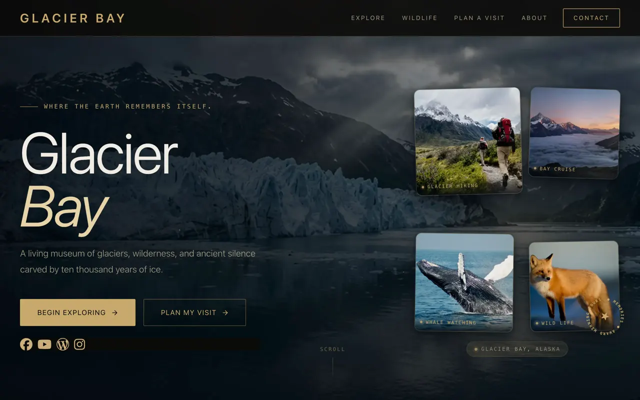 Glacier Bay national park design built with Beaver Builder AI