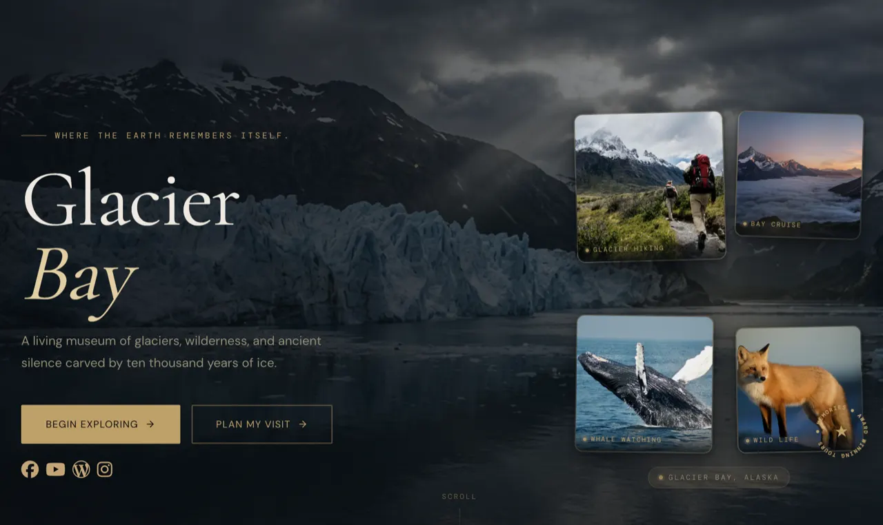 Glacier Bay national park design built with Beaver Builder AI
