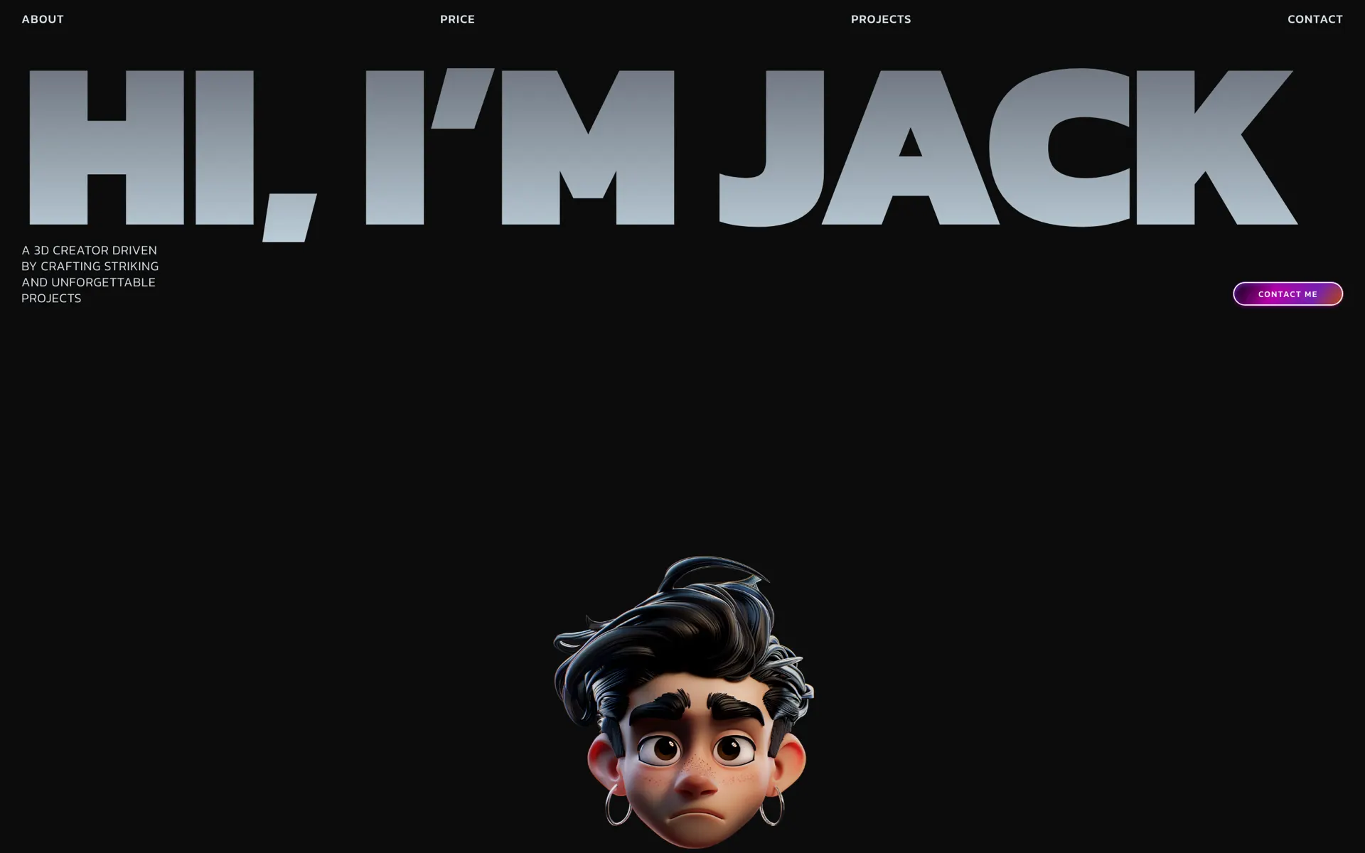 Jack, 3D Creator portfolio design built with Beaver Builder AI