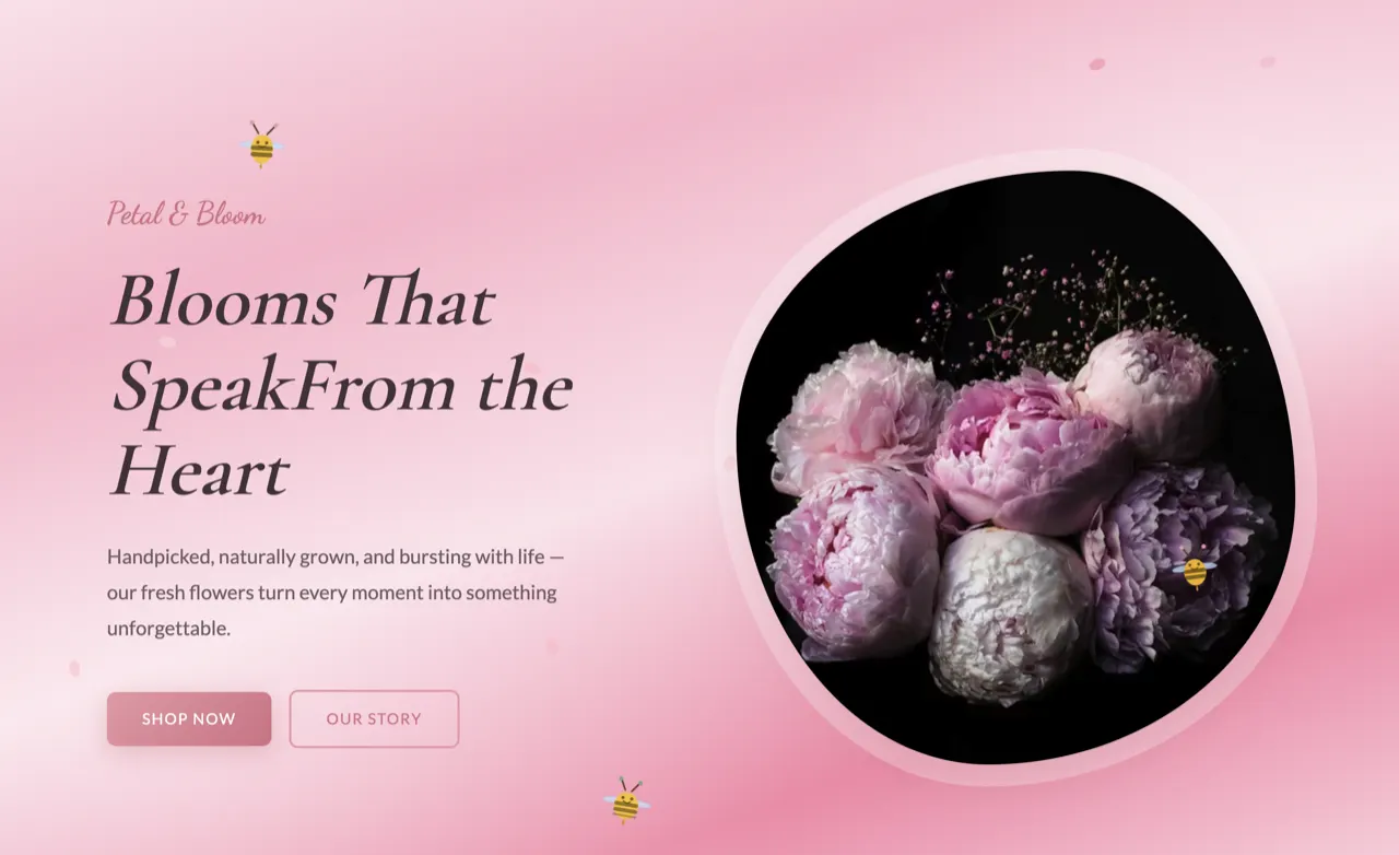 Petal & Bloom florist design built with Beaver Builder AI