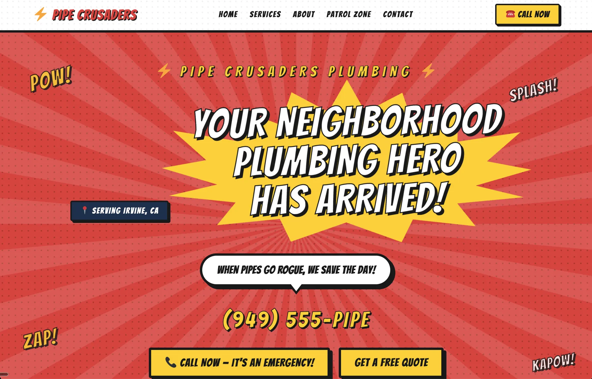 Pipe Crusaders plumbing design built with Beaver Builder AI