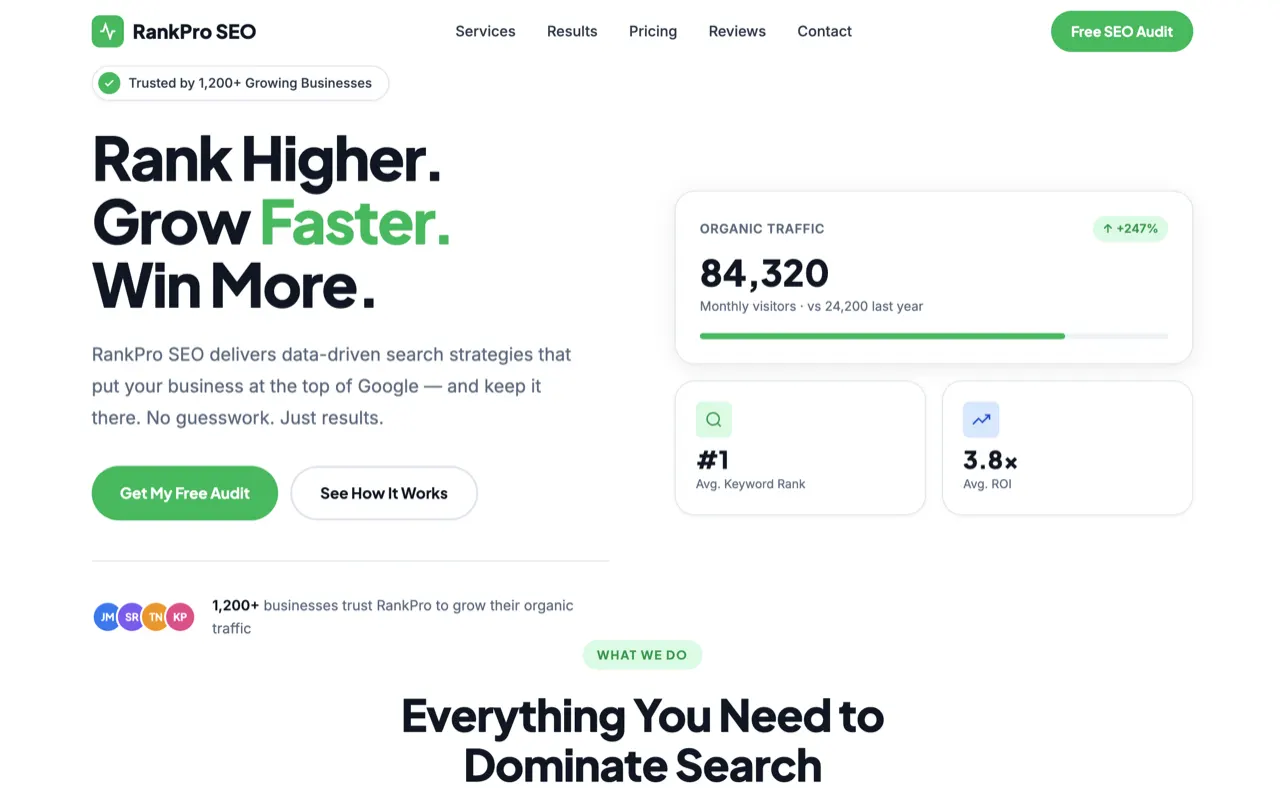 RankPro SEO seo agency design built with Beaver Builder AI