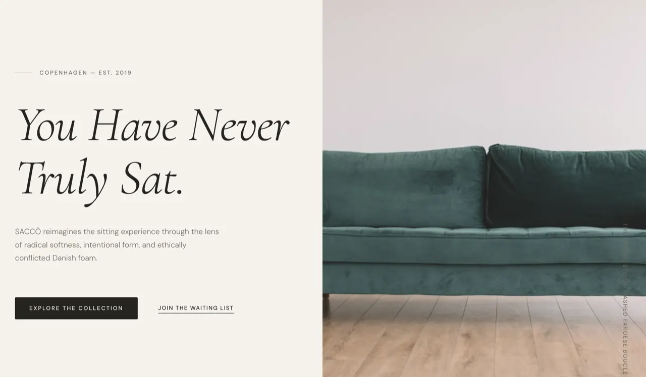 SACCÓ furniture design built with Beaver Builder AI