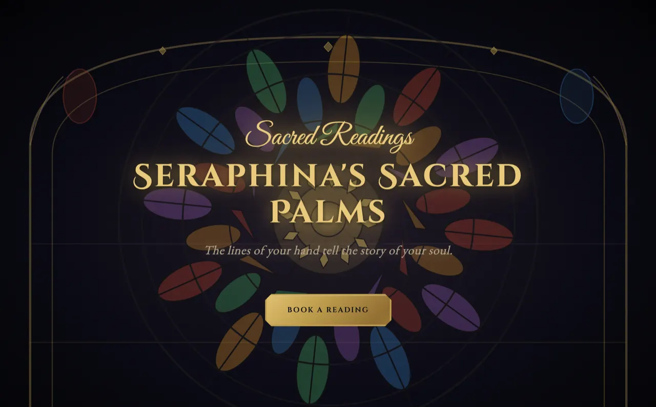 Seraphina's Sacred Palms palm readings design built with Beaver Builder AI