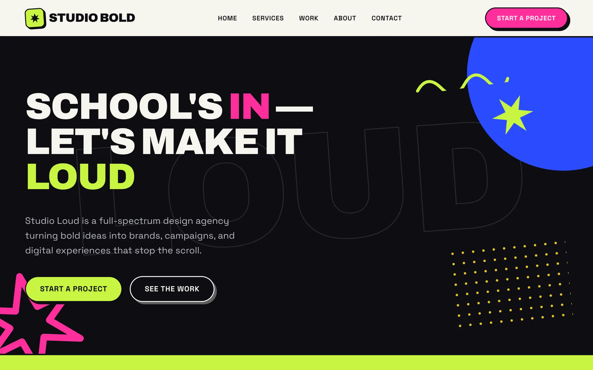 Studio Bold design agency design built with Beaver Builder AI