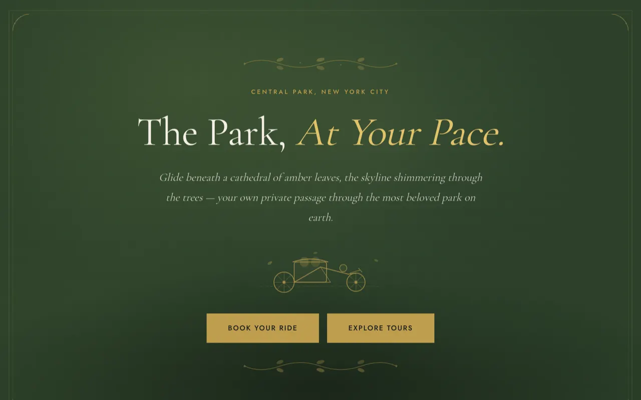 The Park carriage tours design built with Beaver Builder AI