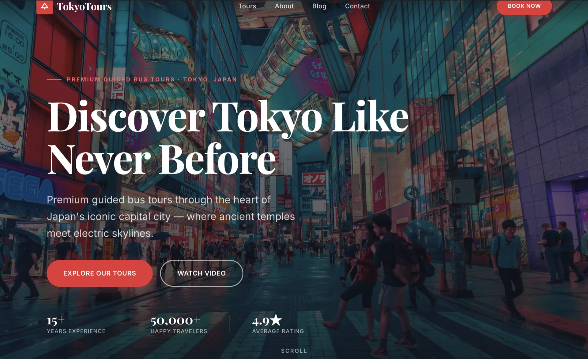 TokyoTours travel & tours design built with Beaver Builder AI