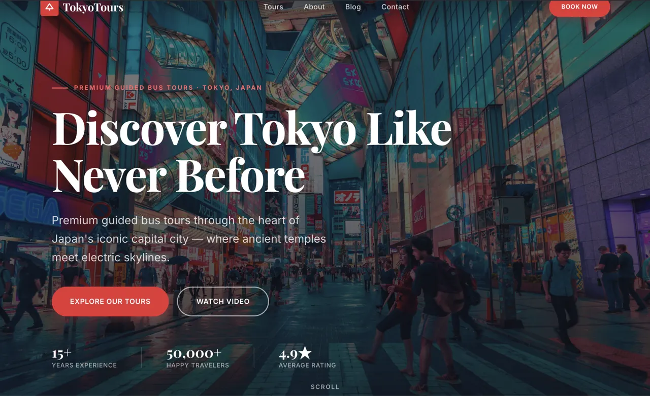 TokyoTours travel & tours design built with Beaver Builder AI