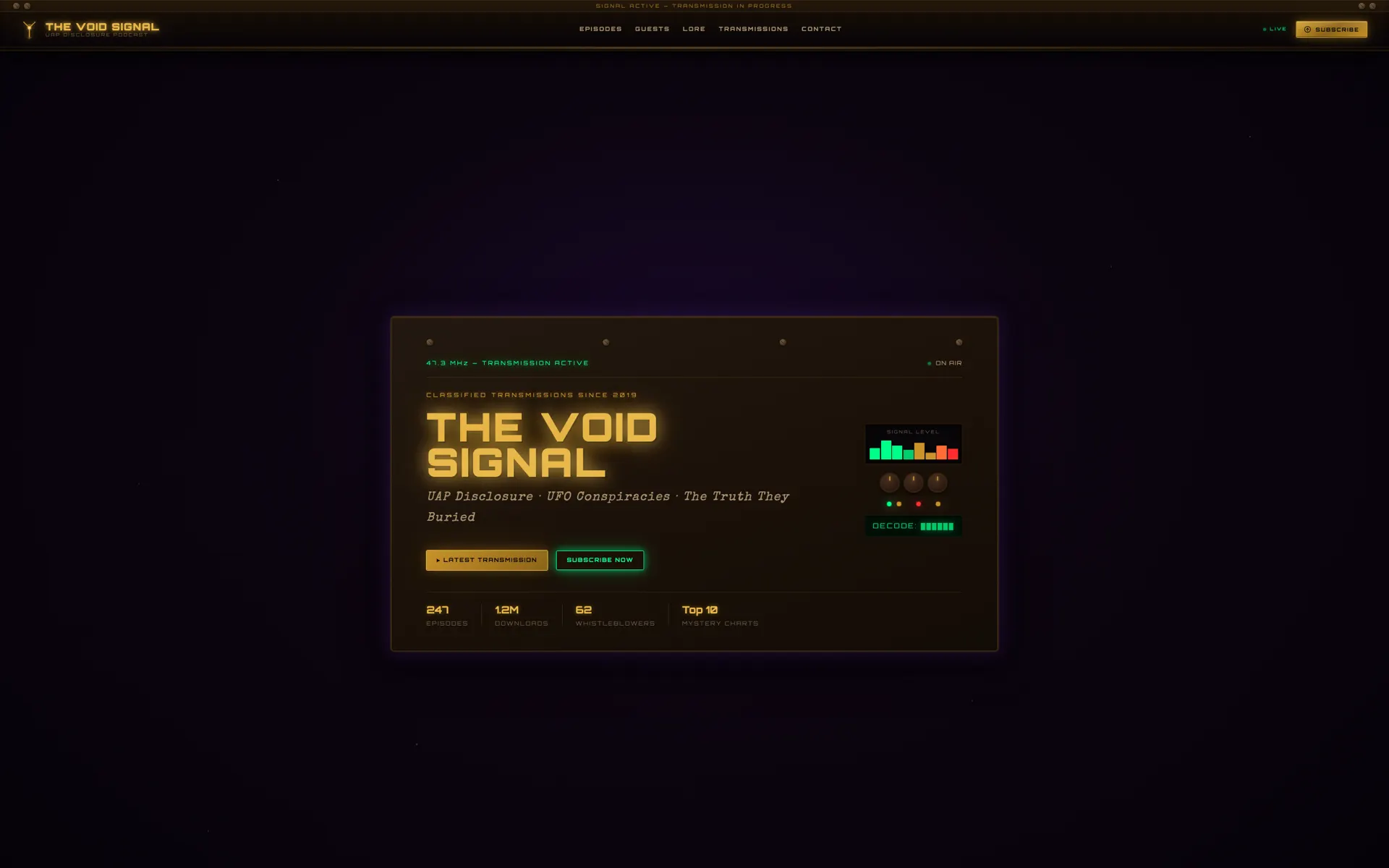 UAP Disclosure story site design built with Beaver Builder AI