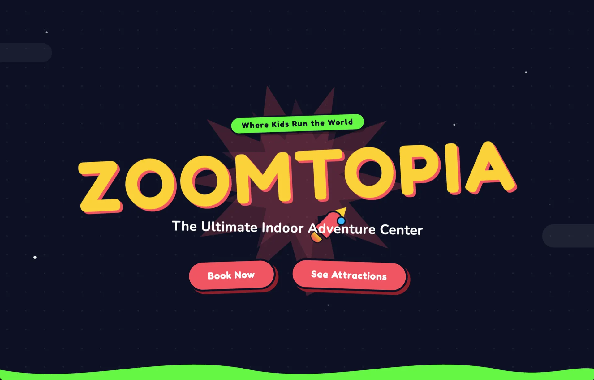 Zoomtopia kids adventure center design built with Beaver Builder AI