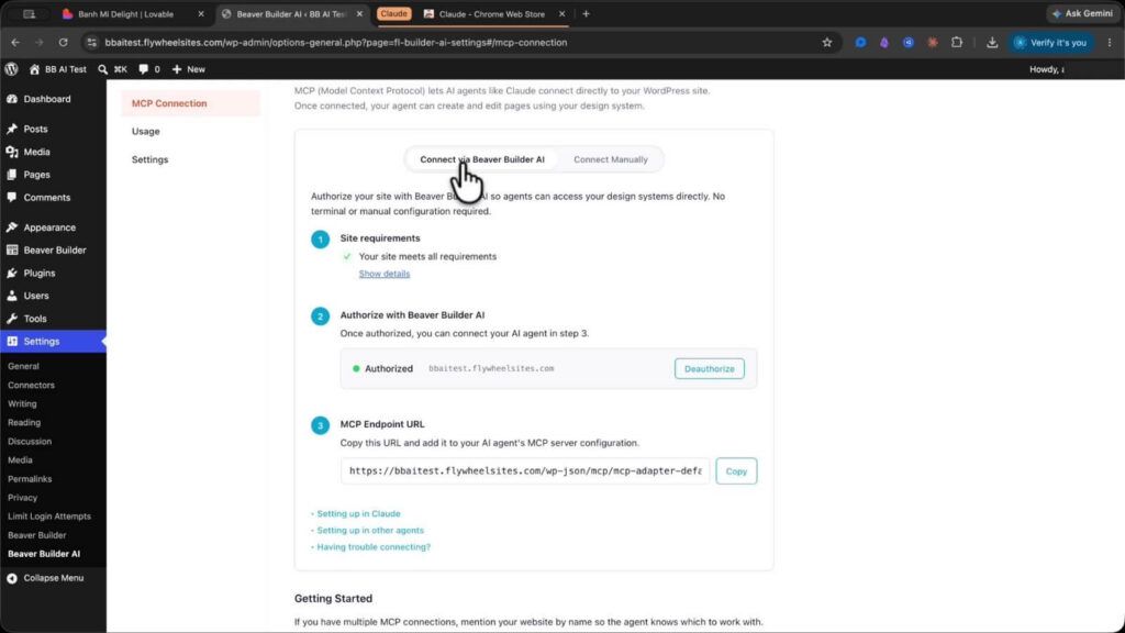 Beaver Builder AI MCP connection