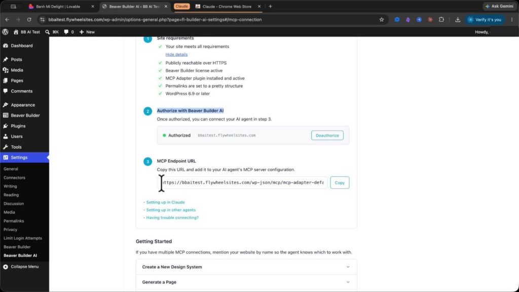 Beaver Builder AI MCP connector url