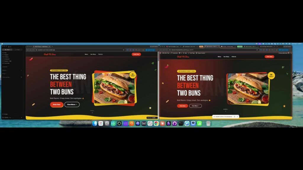 Comparison of Lovable design to WordPress conversion