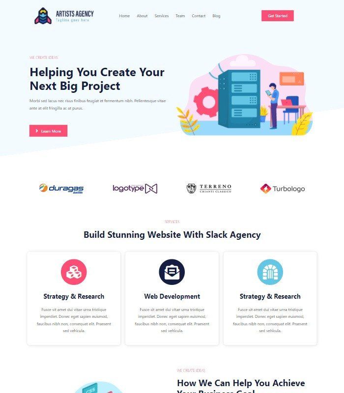 Artists Design Agency · Home template preview by Joshua Long