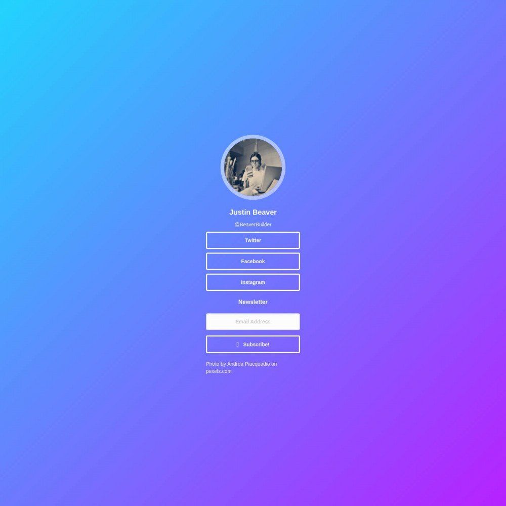 Bio Link template preview by Beaver Builder